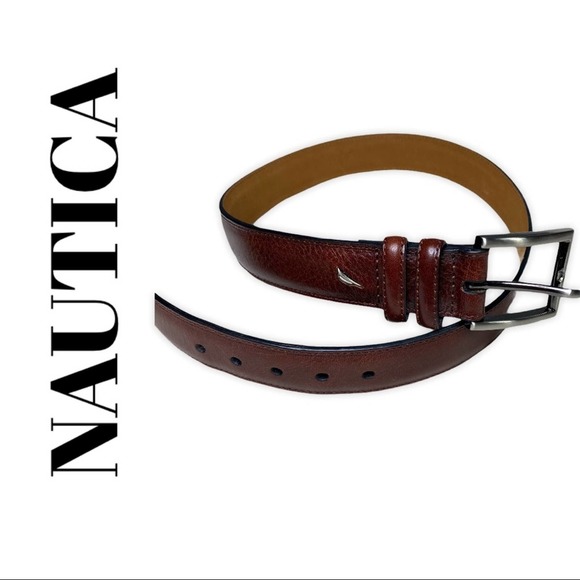 Nautica Leather Belt Mens Smooth Brown 26/65 - Picture 1 of 6
